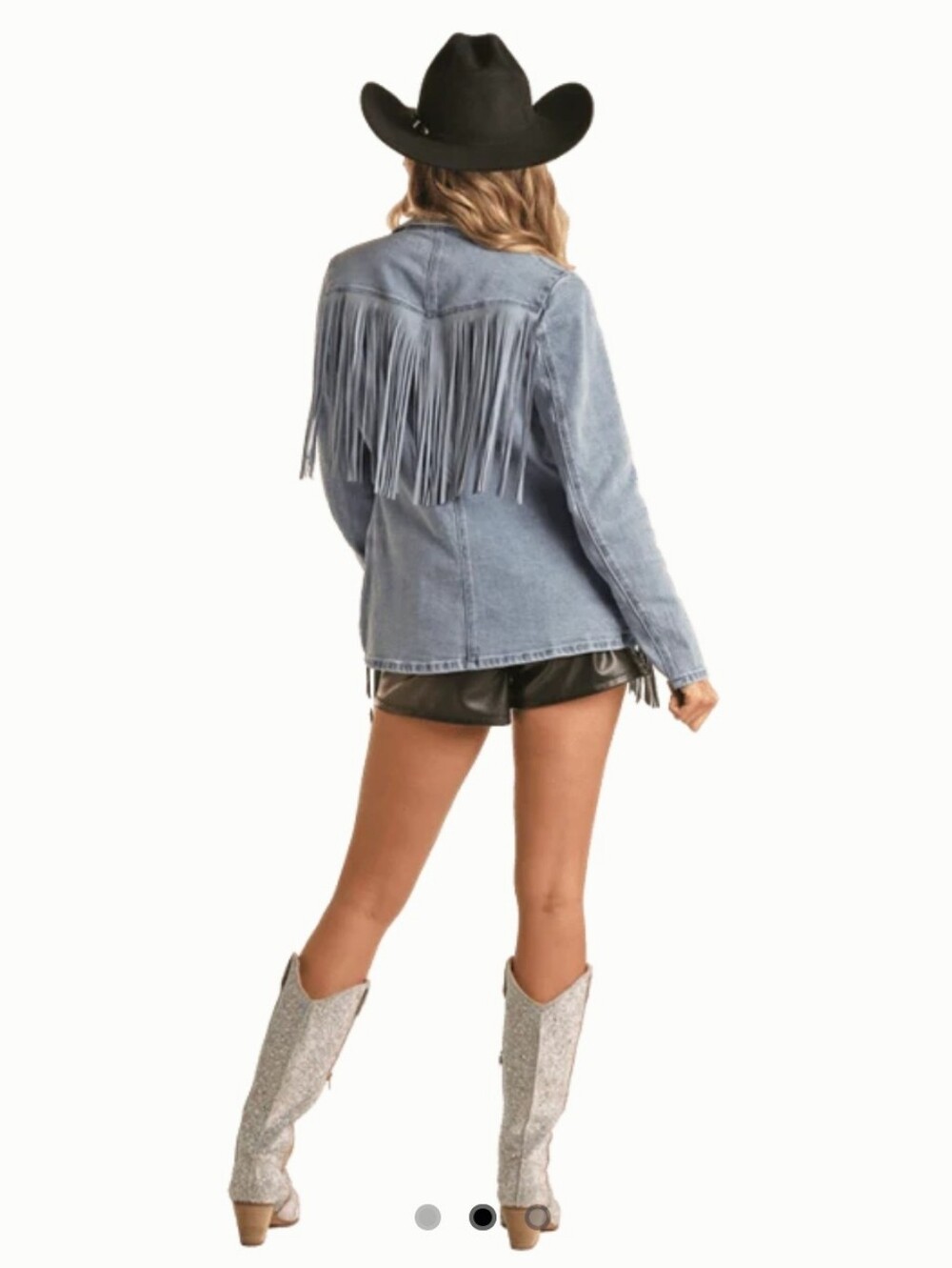 Rock & Roll Denim Fringe Western Denim Blazer Jacket NWT Medium - Picture 4 of 10